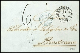 2347 1866, Kompletter Brief Von "BREMEN .TH.&TX. 31/5 6N-9N" Nach Bordeaux/Frankreich Mit Diversen Ankunfts- Und Durchga - Autres & Non Classés