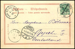 3548 WIEDHAFEN DEUTSCH-OSTAFRIKA 30/1 00 Auf Karte Mit 3 P. A. 5 Pfg Krone/Adler (kleines Tintenfleckchen), Via Dar-es-S - Afrique Orientale