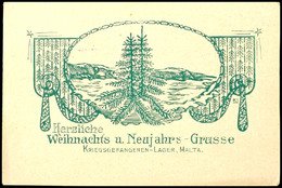 3770 Malta: 1917, Grüne Lagerkarte "Herzliche Weihnachts- U. Neujahrs-Grüsse Kriegsgefangenen-Lager Malta", Gebraucht Mi - Autres & Non Classés