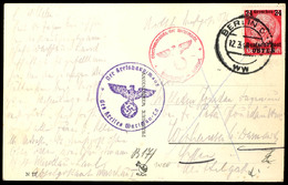 4536 24 Gr. Auf 12 Pfg. Auf Fotokarte "Warszawa" Mit Briefstempel "Kreishauptmann Des Kreises Wartgau" Und OKW-Zensurste - Autres & Non Classés