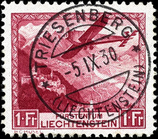 7068 1930, Kpl. Flugpostserie Mit Durchweg Vollen Bis Zentr. Stempeln TRIESENBERG, Tadellos, Mi. 340.-, Katalog: 108/13  - Liechtenstein