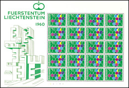 7082 50 Rp. Europamarke 1960 In Type I, Kleinbogen Zu 16 Werten, Postfrisch, Durch Den Bogen Verläuft Eine Herstellungsb - Liechtenstein
