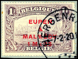 9275 1,25 M Auf 1 Fr Violett In Der Seltenen Zähnung 15, Tadelloses Briefstück, Katalog: 7C BS - Eupen Und Malmedy