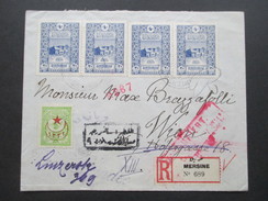 Türkei 1917 R-Brief Mersine No 689 - Wien. Schwarzer Kastenstempel. Recommande! Zensur. Viele Vermerke Und Stempel!! - Brieven En Documenten