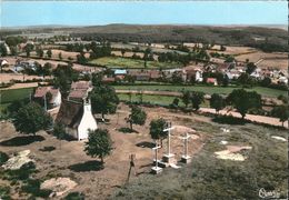 SAINT-MAMET  ( 15 )  Vue  Panoramique  Aérienne,  Chapelle  De  St-Laurent.   (  CPsm Dentelée Couleur ) - Saint-Mamet-la-Salvetat