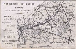 72 - Circuit De La Sarthe, Juin 1906 - Plan Du Circuit - Le Mans