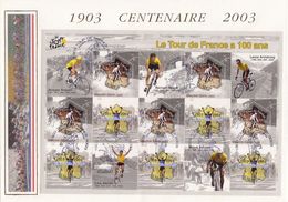 FRANCE- FDC GRANDE ENVELOPPE AVEC BLOC TOUR DE FRANCE CENTENAIRE 1903-2003  / TBS - 2000-2009