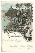 Drachenfels Mit Weintrinkern Litho 1898 Petersberg - Drachenfels