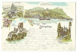 Siebengebirge U.a. Zahnradbahn Litho 1900 - Drachenfels