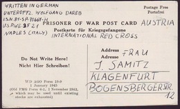 ITALIA - AUSTRIA - LAGER NAPLES - PRISONER Of WAR POST CARD To KLAGENGURT - RED CROS -1946 - Sonstige & Ohne Zuordnung