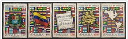 Venezuela: Stemma, Coat Of Arms, Armoiries, Mappa, Map, Carte, Inno, Hymn, Hymne, Bandiera, Flag, Drapeau - Francobolli