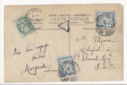 Carte Postale Pour St Amand Tallende - Affranchie à 5 Cts Et Taxée à 10 Cts - 1908 - 1859-1959 Briefe & Dokumente