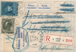 582/25 - Lettre Recommandée TP Képi + Léo III LIEGE 1936 Vers BRUXELLES - RARE Verso 2 Dateurs à Etoile - 1931-1934 Kepi