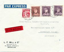 583/25 - Lettre Expres (2 Etiquettes) TP Képi + Cérès IXELLES 1936 Vers Allemagne - 1931-1934 Képi