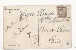 Carte Postale De Menton à Paris - Affranchie à 10 Cts (devant) Et Taxée à 10 Cts - 1924 - 1859-1959 Briefe & Dokumente