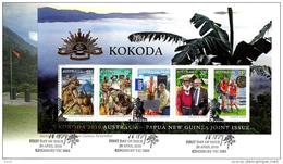 AUSTRALIA FDC KOKODA TRAIL PAPUA NEW GUINEA ARMY WAR WOMAN SET OF 5 STAMPS DATED 20-04-2010 CTO SG? READ DESCRIPTION !! - Cartas & Documentos