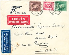 584/25 - Lettre Expres Et PAR AVION TP Képi + Petit Sceau IXELLES 1936 Vers PARIS - Képi 5 F S/lettre COB 65 EUR - 1931-1934 Képi