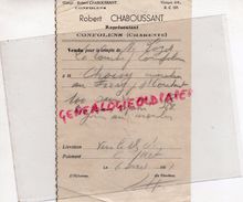 16- CONFOLENS- FACTURE ROBERT CHABOUSSANT- REPRESENTANT -1937 - Old Professions