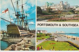 CP -  PHOTO - PORTSMOUTH & SOUTHSEA - MULTI-VUES - GARDENS AND ENTRANCE TO SOUTH PARADE PIER - H.M.S. VICTORY - THE PROM - Portsmouth