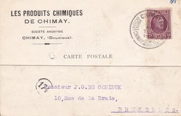 Zegel 195. Stempel CHIMAY.  Bezoekt Chimay. - Briefumschläge