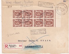 Aangetekende Brief Met 8 Postzegels 424 - Terug Afzender - Adres Ontoereikend. - Letter Covers