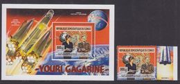 Congo 2012 Space Gagarine MNH 1SS+1V - Mint/hinged