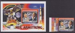 Congo 2012 Space Gagarine Armstrong MNH 1SS+1V - Mint/hinged