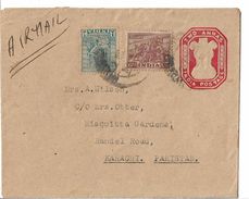 INDIA 2 ANNAS 1950 AIRMAIL WITH 6P AND ONE AANA STAMPS TO USA - Corréo Aéreo