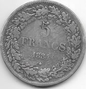 * Leopold I   5 Francs 1834 Pos A   Fr+ - 5 Frank
