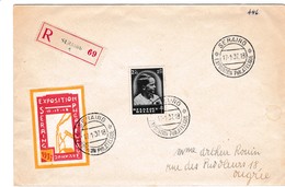 Brief Met Zegel 446 Aangetekend Met Speciale Poststempel SERAING 17-1-37 - Enveloppes-lettres