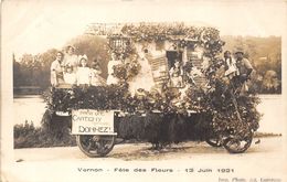 27-VERNON- CARTE PHOTO- FÊTE DES FLEURS LE 12 JUIN 1921 - Vernon