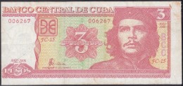 2006-BK-135 CUBA 2006 3$ ERNESTO CHE GUEVARA CUT ERROR No.006267. USED - Kuba