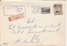 TRAIN, RADIO TOWER, STAMPS ON REGISTERED COVER, 1968, ROMANIA - Briefe U. Dokumente