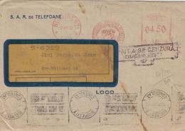 AMOUNT 4.50, PHONE COMPANY, CONFLICTING STAMPS: DO NOT CENSATE- CONTROLED, RED MACHINE STAMPS ON COVER, 1942, ROMANIA - Brieven En Documenten