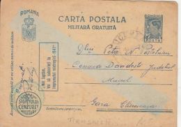 KING CHARLES 2ND, MILITARY CENSORSHIP, WW2, FREE MILITARY PC STATIONERY, ENTIER POSTAL, 1943, ROMANIA - Lettres & Documents