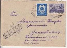 MILITARY MEDAL, INDUSTRY, AGRICULTURE, TRACTOR, STAMPS ON REGISTERED COVER, 1951, ROMANIA - Brieven En Documenten