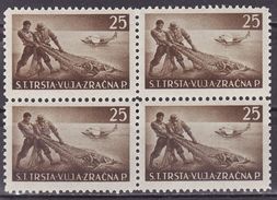 Italy Yugoslavia Trieste Zone B, Airmail, 1949 Mi 9, Sassone 7  MNH** VF  Block Of 4 - Poste Aérienne