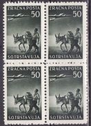 Italy Yugoslavia Trieste Zone B, Airmail, 1949 Mi 10, Sassone 8  MNH** VF  Block Of 4, DONKEY - Poste Aérienne