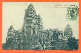 CPA Angkor " Temple - Tour Centrale Et Trois Tours.... " Obliteration Indo-chine - LJCP 52 - Cambodge