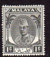 Malaya Kelantan 1951-5 Sultan Ibrahim 1c Black Definitive, Hinged Mint, SG 61 - Kelantan