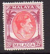 Malaya Malacca 1949-52 GVI 35c Scarlet & Purple Definitive, Hinged Mint, SG 12a - Malacca