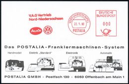 B.R.D. 1980 (22.1.) AFS.: VORFÜHRSTEMPEL/POSTALIA/V.A.G. Vertrieb/Nord-Niedersachsen/Audi VW (je Logo) Seltene Postalia- - Sonstige & Ohne Zuordnung