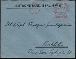 BERLIN/ W 8/ Deutsche Bank 1925 (2.11.) Früher, Seltener AFS 025 Pf. = "Urtype" Francotyp (erster Genormter Typ) Firmen- - Other & Unclassified