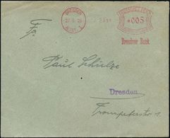DRESDEN/ ALTST.1/ Dresdner Bank 1926 (27.9.) Seltener AFS "Urtype" = 1. Norm-Freistempel (weiter Abstand Monat U. Jahr)  - Other & Unclassified