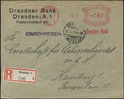 DRESDEN/ ALTST.1/ Dresdner Bank 1927 (29.3.) Seltener AFS "Urtype" = 1. Norm-Freistempel (weiter Abstand Monat U. Jahr)  - Other & Unclassified