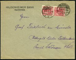 HILDESHEIM/ *2e 1919 (31.10.) 1K-Gitter Auf Paar 10 Pf. Germania Mit Firmenlochung "H. B." = H Ildesheimer Bank, Fern-Fi - Other & Unclassified