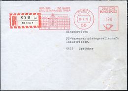 55 TRIER 1/ 1825-1975 150 JAHRE/ STADTSPARKASSE 1976 (26.4.) Dekorativer AFS 190 Pf. (histor. Sparkasse) + RZ: 55 Trier  - Other & Unclassified