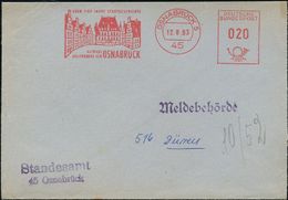 45 OSNABRÜCK 5/ ÜBER 1150 JAHRE STADTGESCHICHTE/ RATHAUS/ DES FRIEDENS.. 1963 (Aug.) AFS = Rathaus Des Westföl. Friedens - Other & Unclassified