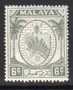 Malaya Negri Sembilan 1949-55 Coat Of Arms 6c Grey Definitive, Hinged Mint, SG 47 - Negri Sembilan