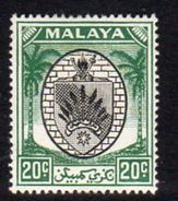 Malaya Negri Sembilan 1949-55 Coat Of Arms 20c Black & Green Definitive, Hinged Mint, SG 53 - Negri Sembilan